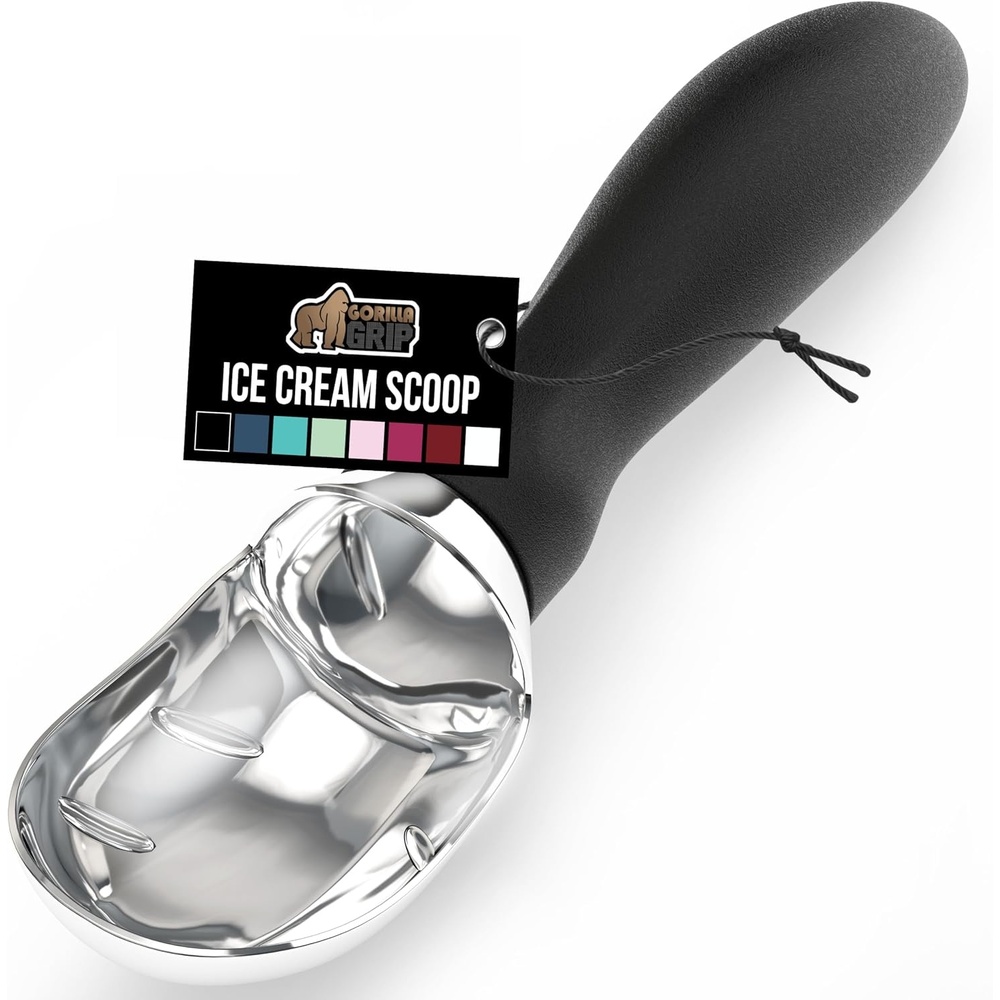 image:imageGORILLA GRIP Heavy Duty Ice Cream Scoop BPAFree Dishwasher Safe Comfortable Zinc Alloy Handle Professional Scooper for Hard Gelato Sorbet Cookie Dough Melon Round Cones Kitchen Tool BlueBlack