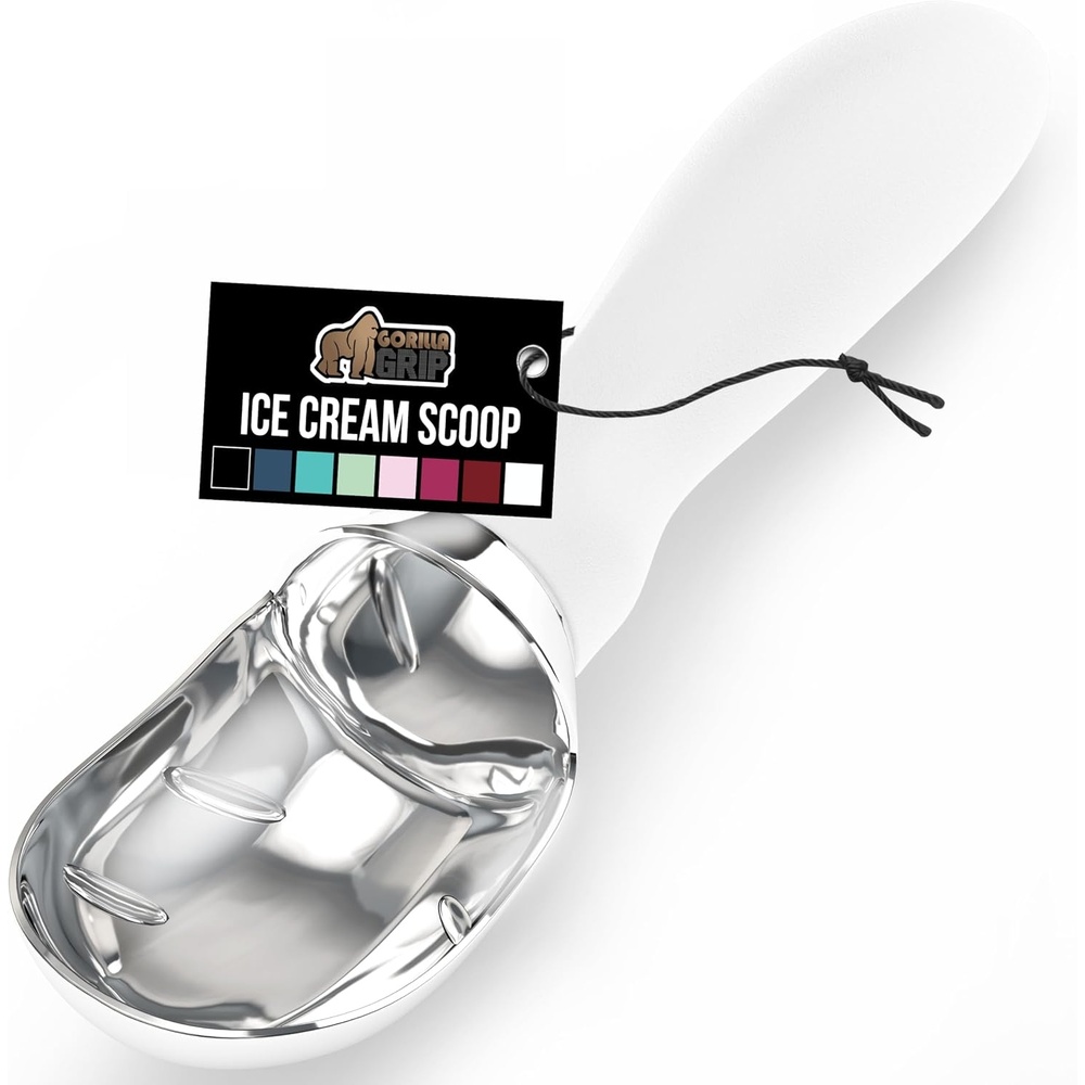 image:imageGORILLA GRIP Heavy Duty Ice Cream Scoop BPAFree Dishwasher Safe Comfortable Zinc Alloy Handle Professional Scooper for Hard Gelato Sorbet Cookie Dough Melon Round Cones Kitchen Tool BlueWhite