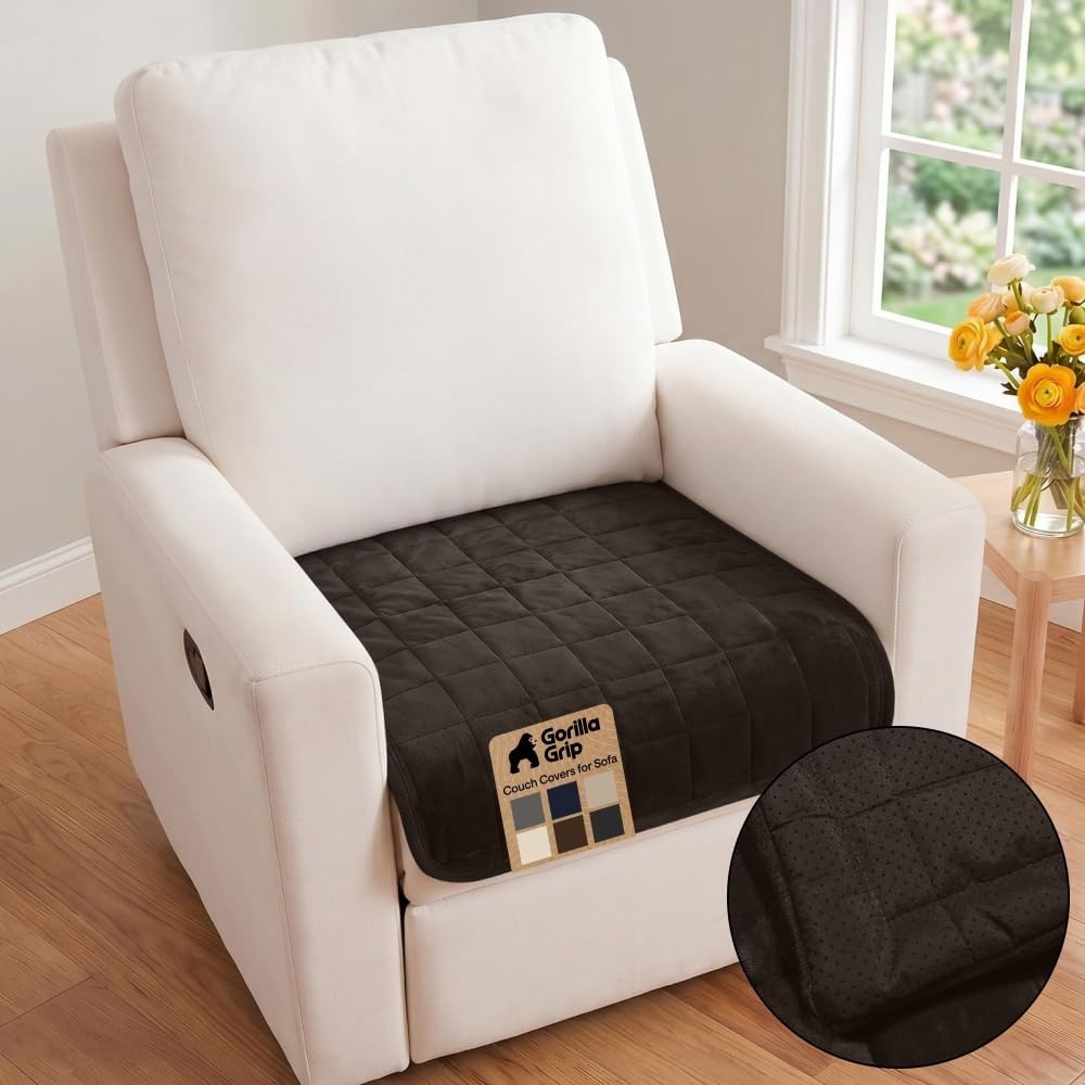 image:imageGORILLA GRIP Slip and Leak Resistant Plush Quilted Sofa Cushion Cover Blanket Soft Couch Covers for Sofa Dogs Machine Washable Furniture Protector Pet Friendly Couches Gray 70x28 InchesBrown