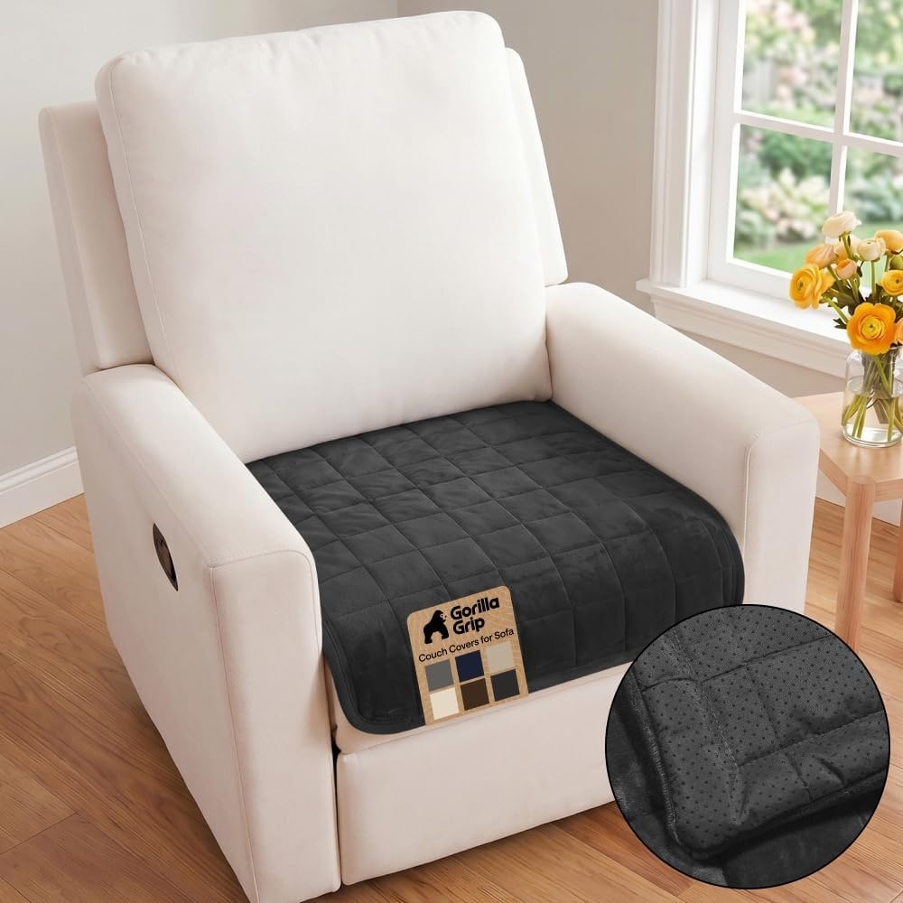 image:imageGORILLA GRIP Slip and Leak Resistant Plush Quilted Sofa Cushion Cover Blanket Soft Couch Covers for Sofa Dogs Machine Washable Furniture Protector Pet Friendly Couches Gray 70x28 InchesDark Gray