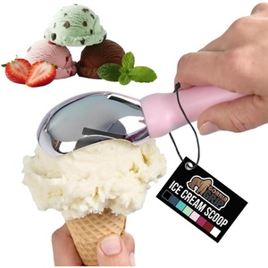 image:imageGORILLA GRIP Heavy Duty Ice Cream Scoop BPAFree Dishwasher Safe Comfortable Zinc Alloy Handle Professional Scooper for Hard Gelato Sorbet Cookie Dough Melon Round Cones Kitchen Tool BluePink