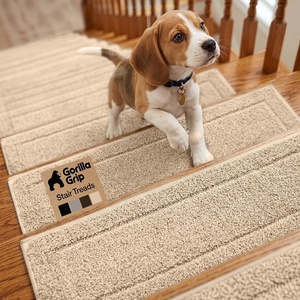 image:imageGORILLA GRIP Peel and Stick Stair Treads for Wooden Steps MultiSurface Use Machine Washable Carpet Runners Indoor Rugs for Stairs Pet Friendly Universal Size 15 Pack Beige 8x28 InchesBeige