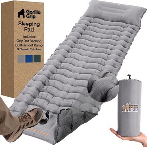 image:imageGORILLA GRIP SlipResistant Inflatable Sleeping Pad with Grip Dots Foot Pump Puncture Resistant Lightweight Camping Mattress Air Mats Travel Backpacking Inflating Bed Camp Sleep Pads Hunter GreenGray
