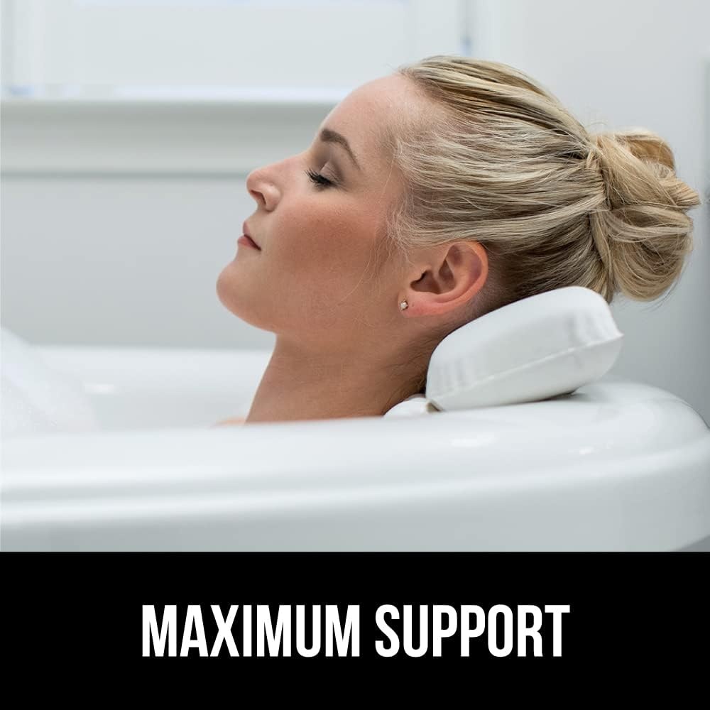 image:imageGORILLA GRIP Bath Pillow for Tub Strong Suction Cups Luxury Bathtub Pillows Headrest Neck and Back Support Relaxing Hot Tub and Home Spa Accessories Bathroom Essentials Gifts for Women WhiteWhite