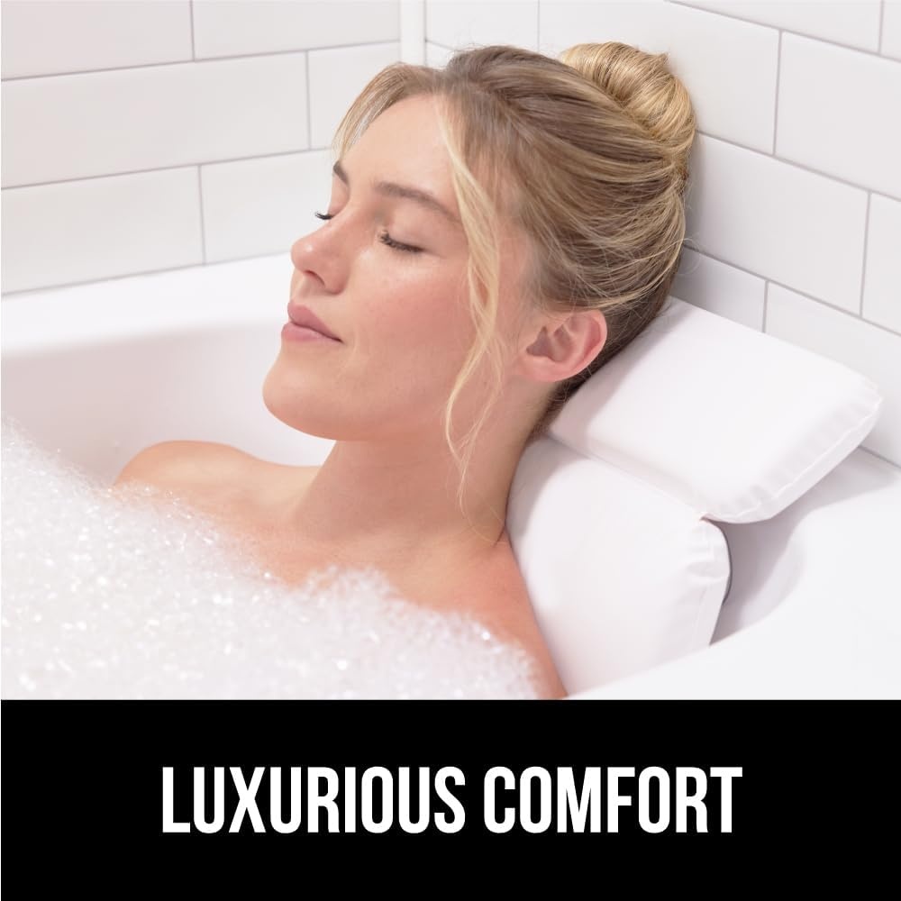 image:imageGORILLA GRIP Bath Pillow for Tub Strong Suction Cups Luxury Bathtub Pillows Headrest Neck and Back Support Relaxing Hot Tub and Home Spa Accessories Bathroom Essentials Gifts for Women WhiteWhite