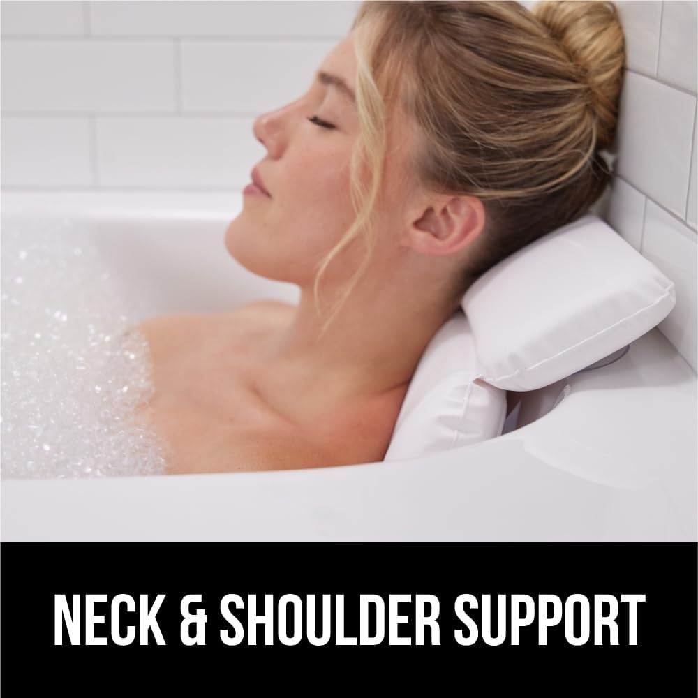 image:imageGORILLA GRIP Bath Pillow for Tub Strong Suction Cups Luxury Bathtub Pillows Headrest Neck and Back Support Relaxing Hot Tub and Home Spa Accessories Bathroom Essentials Gifts for Women WhiteWhite