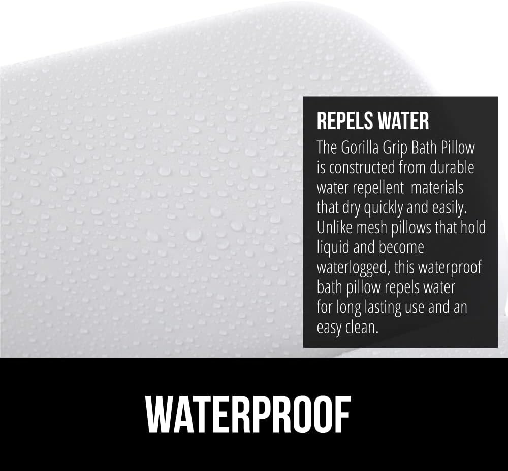image:imageGORILLA GRIP Bath Pillow for Tub Strong Suction Cups Luxury Bathtub Pillows Headrest Neck and Back Support Relaxing Hot Tub and Home Spa Accessories Bathroom Essentials Gifts for Women WhiteWhite