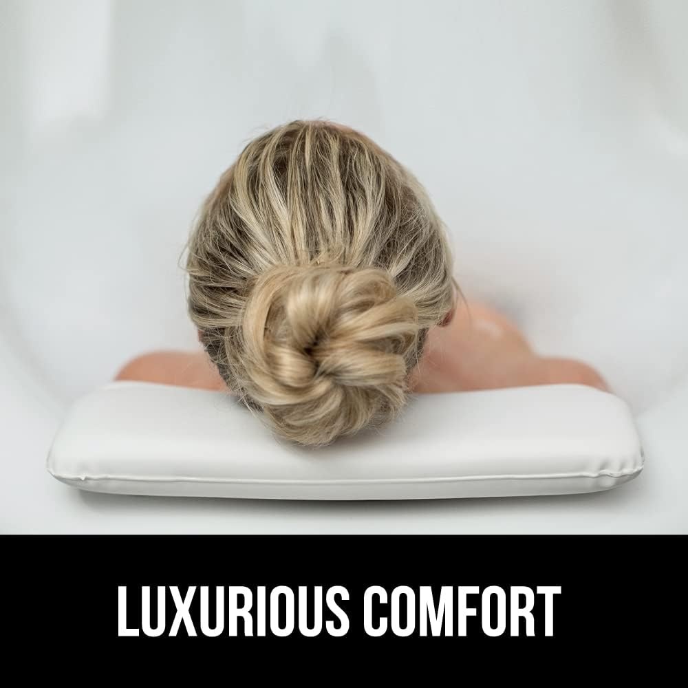 image:imageGORILLA GRIP Bath Pillow for Tub Strong Suction Cups Luxury Bathtub Pillows Headrest Neck and Back Support Relaxing Hot Tub and Home Spa Accessories Bathroom Essentials Gifts for Women WhiteWhite