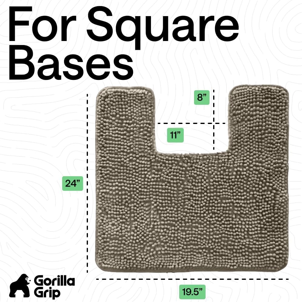 image:imageGORILLA GRIP Bath Rug Mat Thick Soft Absorbent Chenille Quick Dry Microfiber Mats Rubber Backing Machine Washable Shower Floor Rugs Bathroom Bathmat Home Decor Accessories 24x17 GreyLatte
