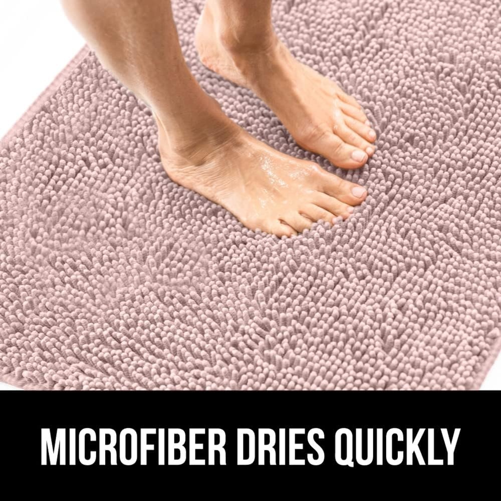 image:imageGORILLA GRIP Bath Rug Mat Thick Soft Absorbent Chenille Quick Dry Microfiber Mats Rubber Backing Machine Washable Shower Floor Rugs Bathroom Bathmat Home Decor Accessories 24x17 GreyDusty Rose