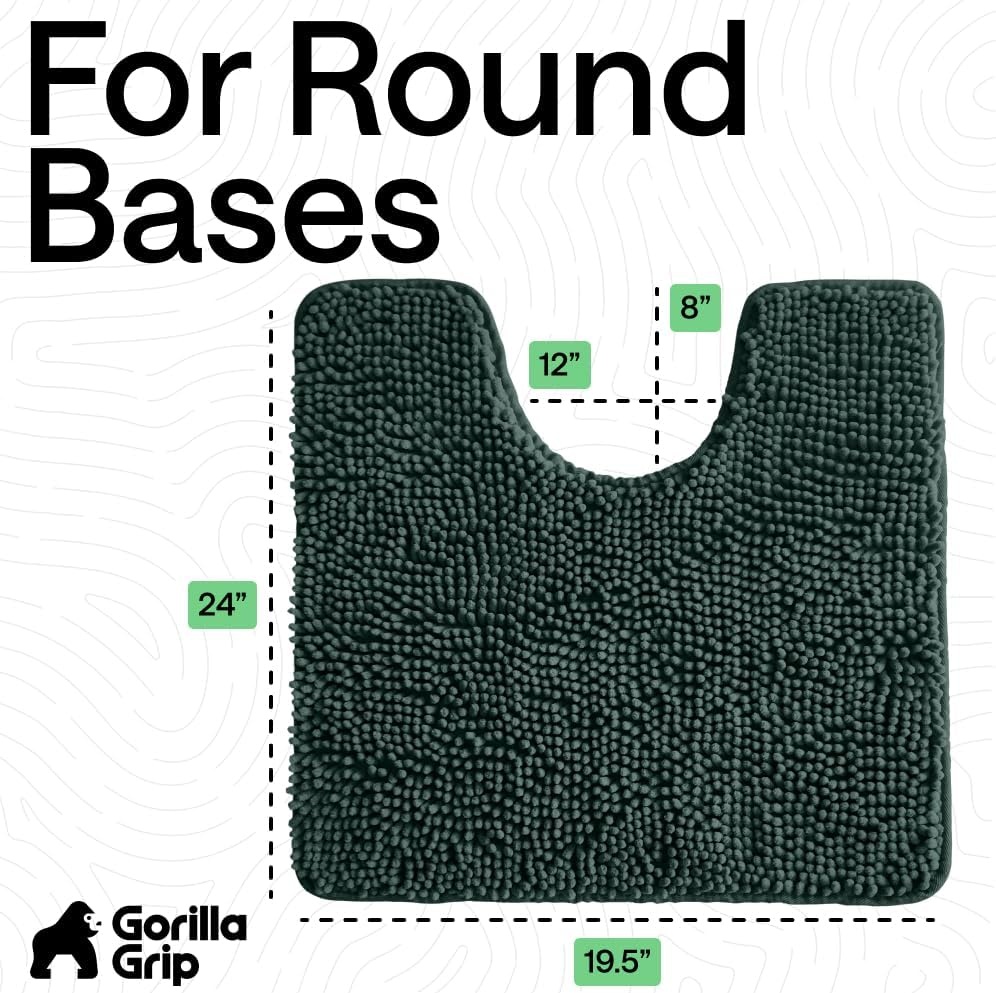 image:imageGORILLA GRIP Bath Rug Mat Thick Soft Absorbent Chenille Quick Dry Microfiber Mats Rubber Backing Machine Washable Shower Floor Rugs Bathroom Bathmat Home Decor Accessories 24x17 GreyHunter