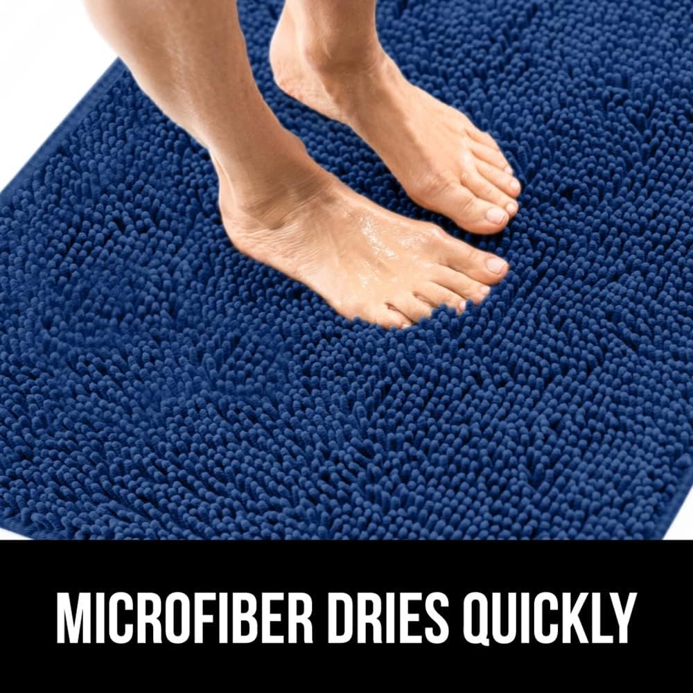 image:imageGORILLA GRIP Bath Rug Mat Thick Soft Absorbent Chenille Quick Dry Microfiber Mats Rubber Backing Machine Washable Shower Floor Rugs Bathroom Bathmat Home Decor Accessories 24x17 GreyRoyal Blue