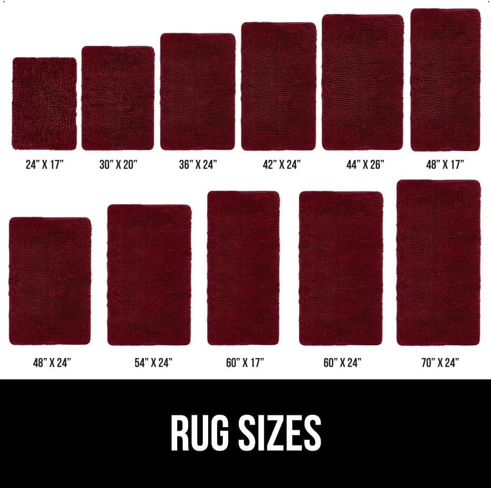 image:imageGORILLA GRIP Bath Rug Mat Thick Soft Absorbent Chenille Quick Dry Microfiber Mats Rubber Backing Machine Washable Shower Floor Rugs Bathroom Bathmat Home Decor Accessories 24x17 GreyBurgundy