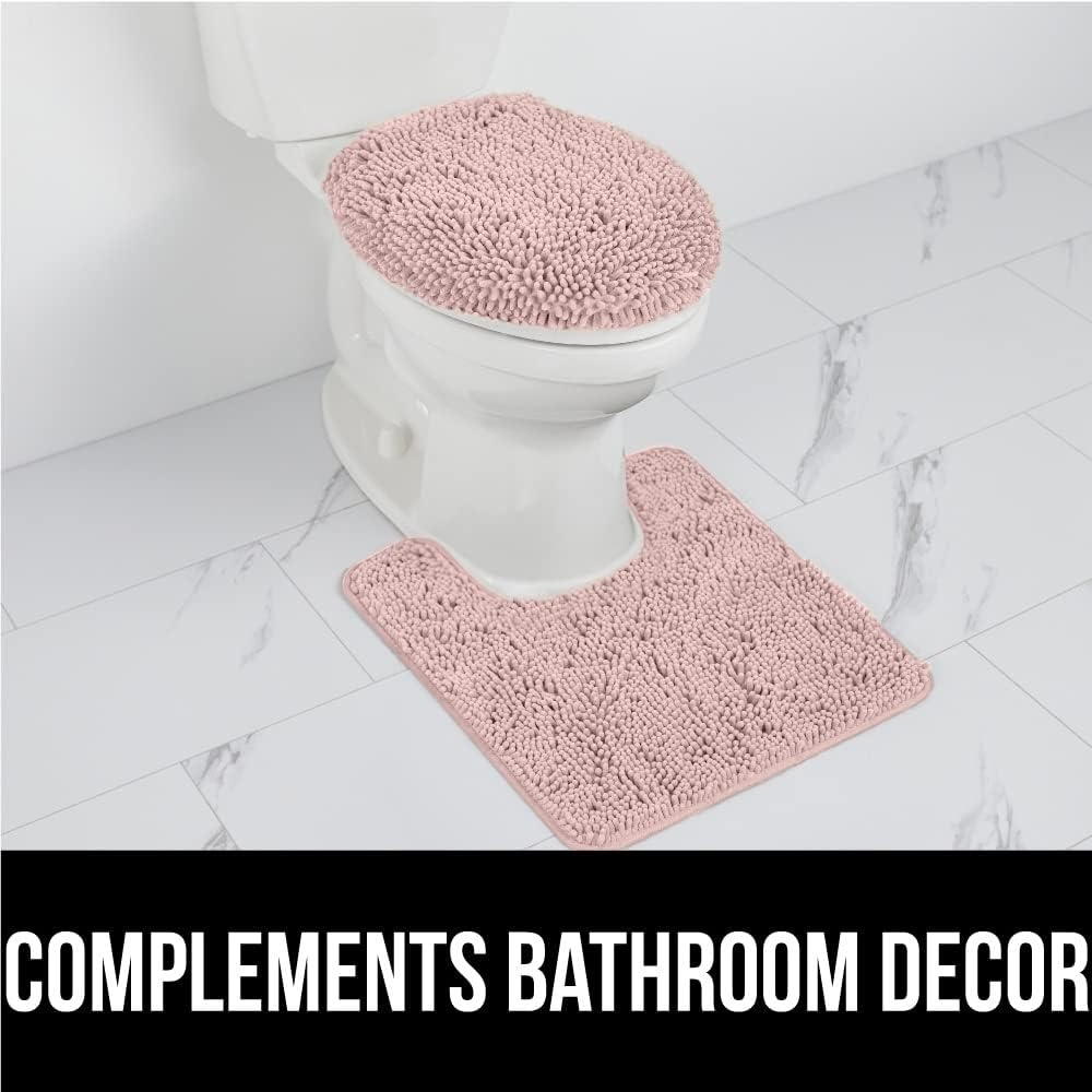 image:imageGORILLA GRIP Bath Rug Mat Thick Soft Absorbent Chenille Quick Dry Microfiber Mats Rubber Backing Machine Washable Shower Floor Rugs Bathroom Bathmat Home Decor Accessories 24x17 GreyDusty Rose