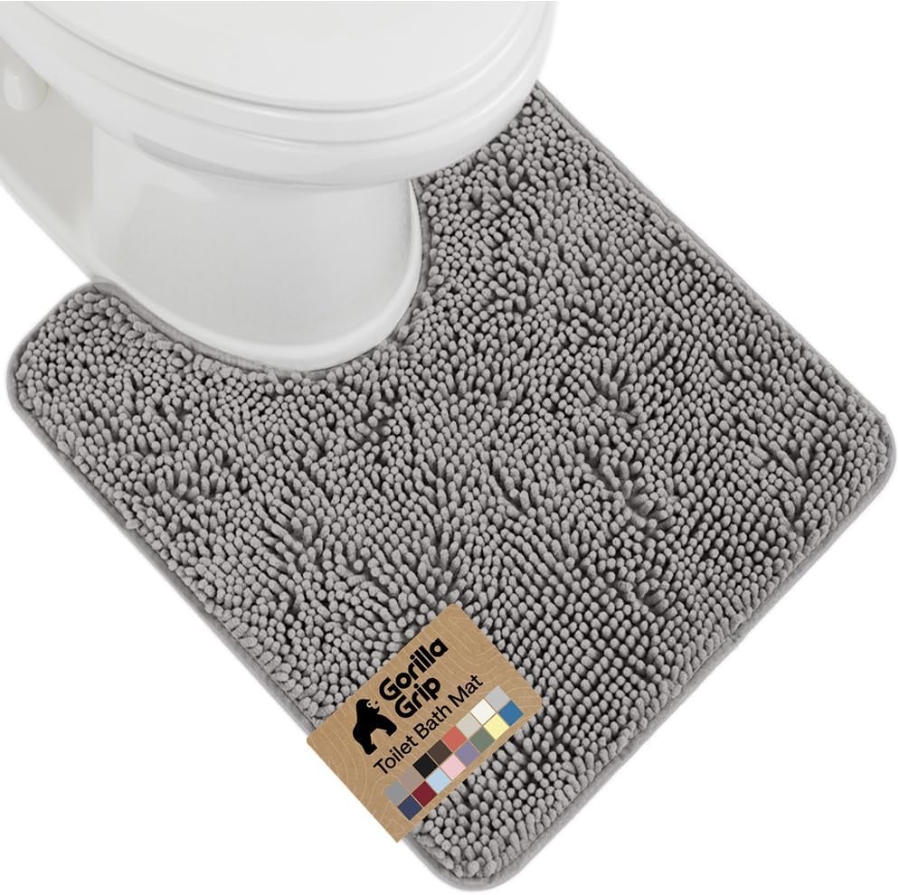image:imageGORILLA GRIP Bath Rug Mat Thick Soft Absorbent Chenille Quick Dry Microfiber Mats Rubber Backing Machine Washable Shower Floor Rugs Bathroom Bathmat Home Decor Accessories 24x17 GreyGrey