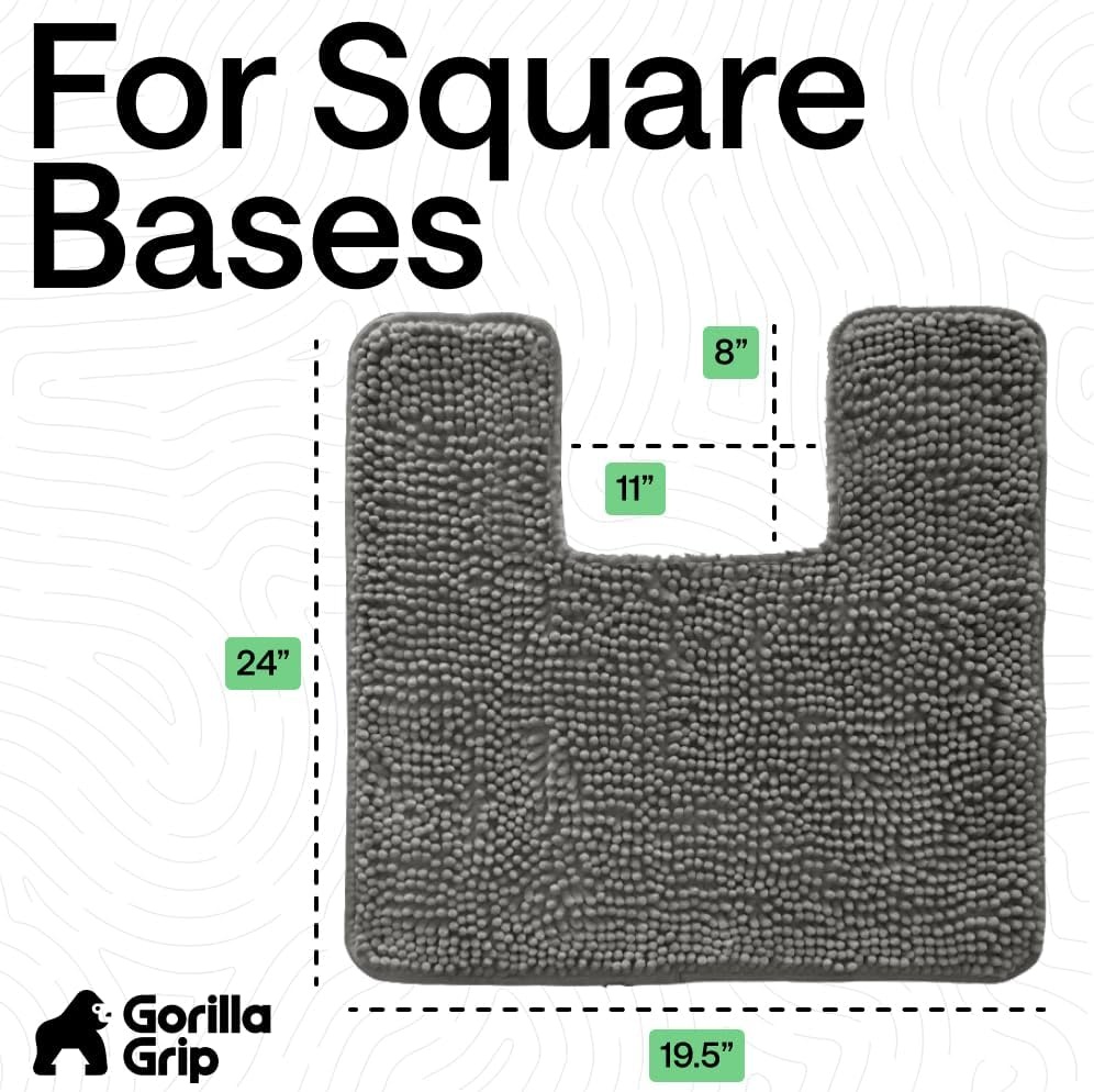 image:imageGORILLA GRIP Bath Rug Mat Thick Soft Absorbent Chenille Quick Dry Microfiber Mats Rubber Backing Machine Washable Shower Floor Rugs Bathroom Bathmat Home Decor Accessories 24x17 GreyCharcoal