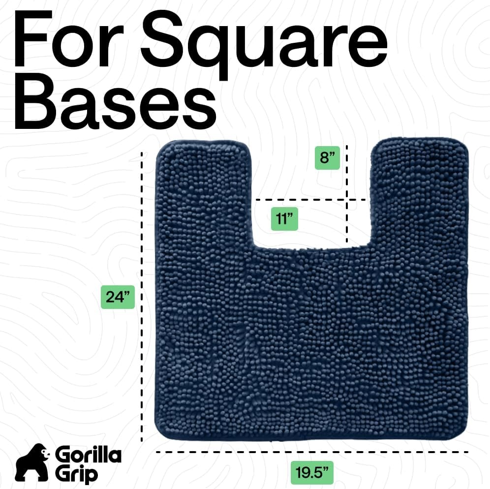 image:imageGORILLA GRIP Bath Rug Mat Thick Soft Absorbent Chenille Quick Dry Microfiber Mats Rubber Backing Machine Washable Shower Floor Rugs Bathroom Bathmat Home Decor Accessories 24x17 GreyNavy