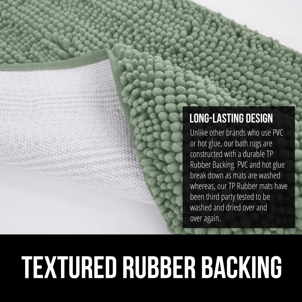 image:imageGORILLA GRIP Bath Rug Mat Thick Soft Absorbent Chenille Quick Dry Microfiber Mats Rubber Backing Machine Washable Shower Floor Rugs Bathroom Bathmat Home Decor Accessories 24x17 GreySage