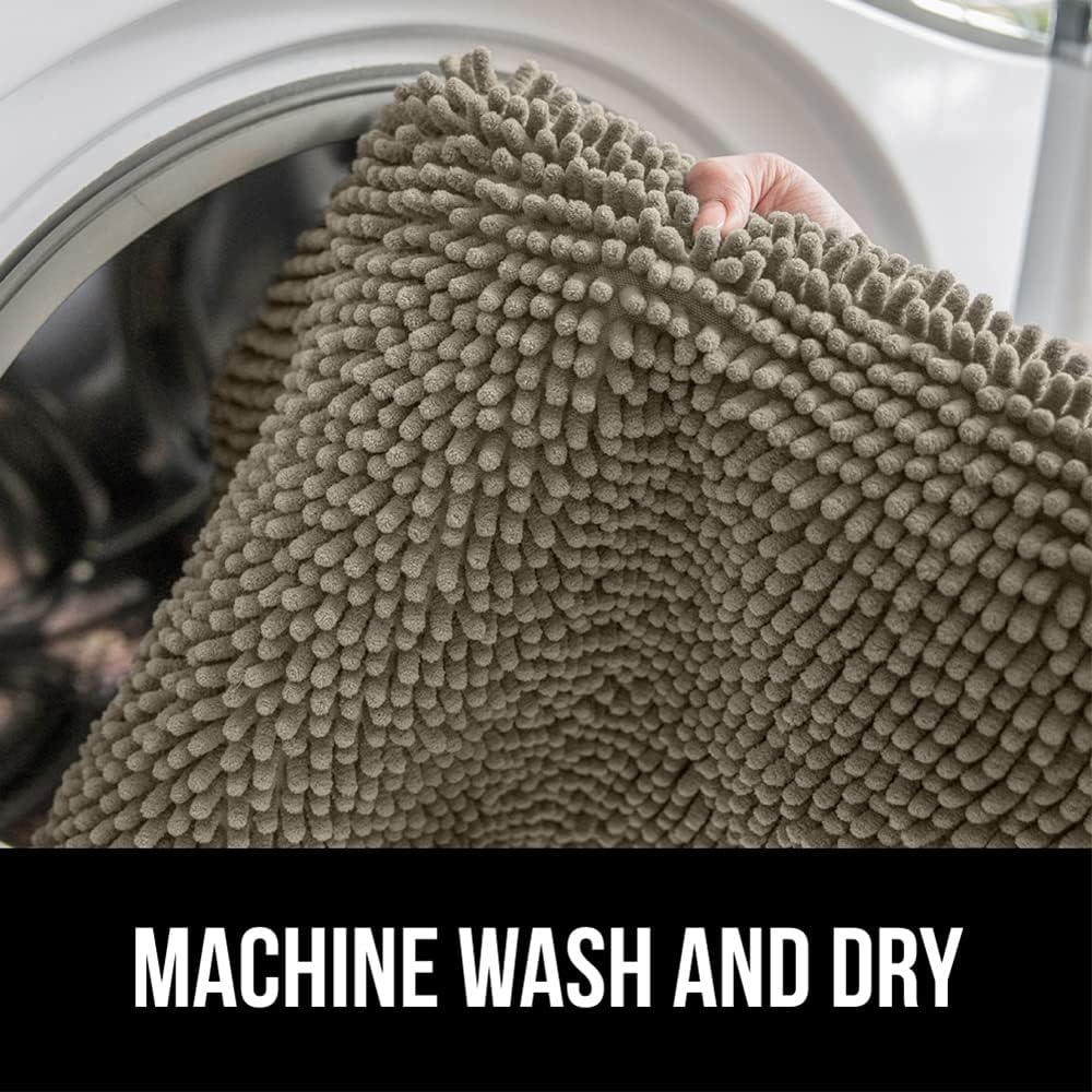 image:imageGORILLA GRIP Bath Rug Mat Thick Soft Absorbent Chenille Quick Dry Microfiber Mats Rubber Backing Machine Washable Shower Floor Rugs Bathroom Bathmat Home Decor Accessories 24x17 GreyLatte