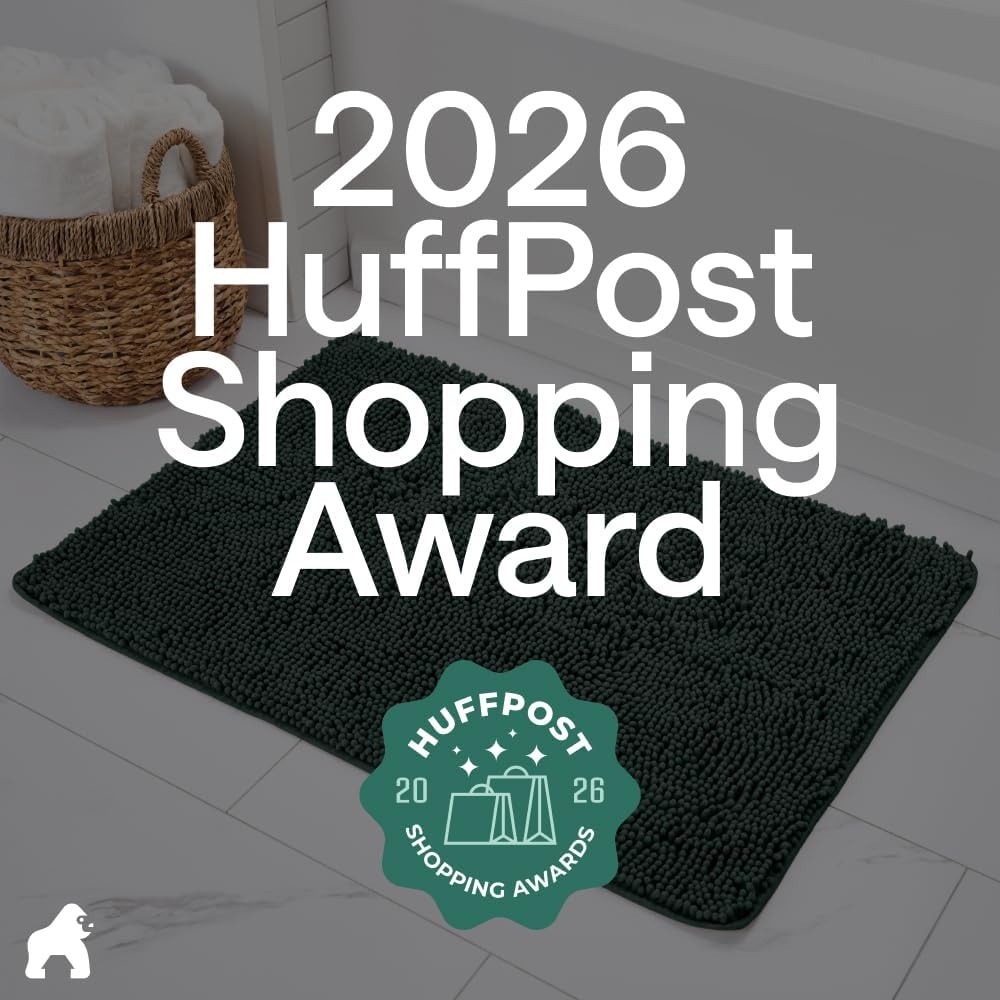 image:imageGORILLA GRIP Bath Rug Mat Thick Soft Absorbent Chenille Quick Dry Microfiber Mats Rubber Backing Machine Washable Shower Floor Rugs Bathroom Bathmat Home Decor Accessories 24x17 GreyHunter