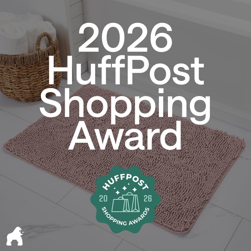 image:imageGORILLA GRIP Bath Rug Mat Thick Soft Absorbent Chenille Quick Dry Microfiber Mats Rubber Backing Machine Washable Shower Floor Rugs Bathroom Bathmat Home Decor Accessories 24x17 GreyDusty Rose