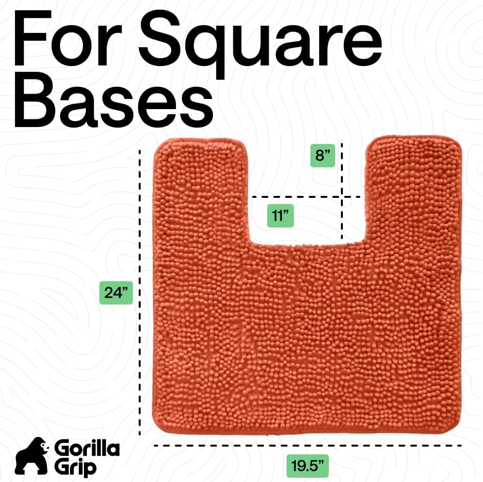 image:imageGORILLA GRIP Bath Rug Mat Thick Soft Absorbent Chenille Quick Dry Microfiber Mats Rubber Backing Machine Washable Shower Floor Rugs Bathroom Bathmat Home Decor Accessories 24x17 GreyCoral
