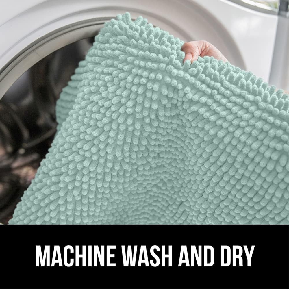image:imageGORILLA GRIP Bath Rug Mat Thick Soft Absorbent Chenille Quick Dry Microfiber Mats Rubber Backing Machine Washable Shower Floor Rugs Bathroom Bathmat Home Decor Accessories 24x17 GreySeablue