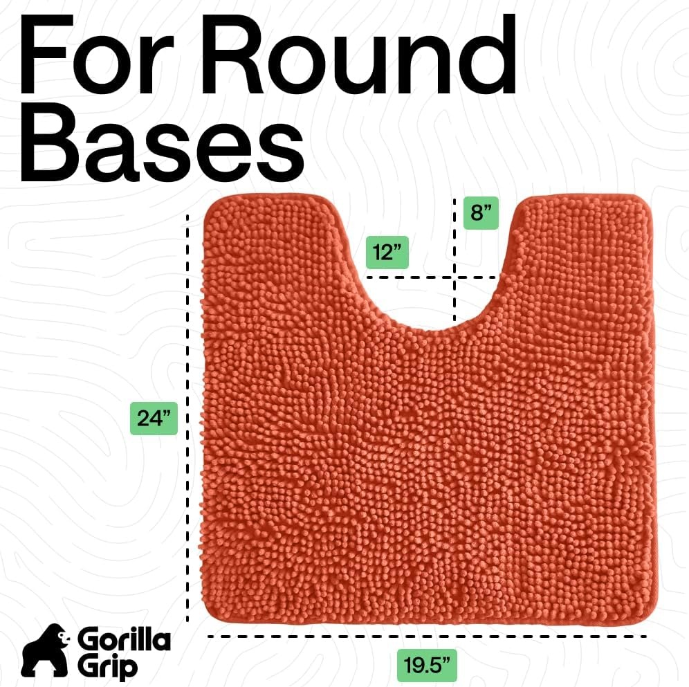 image:imageGORILLA GRIP Bath Rug Mat Thick Soft Absorbent Chenille Quick Dry Microfiber Mats Rubber Backing Machine Washable Shower Floor Rugs Bathroom Bathmat Home Decor Accessories 24x17 GreyCoral