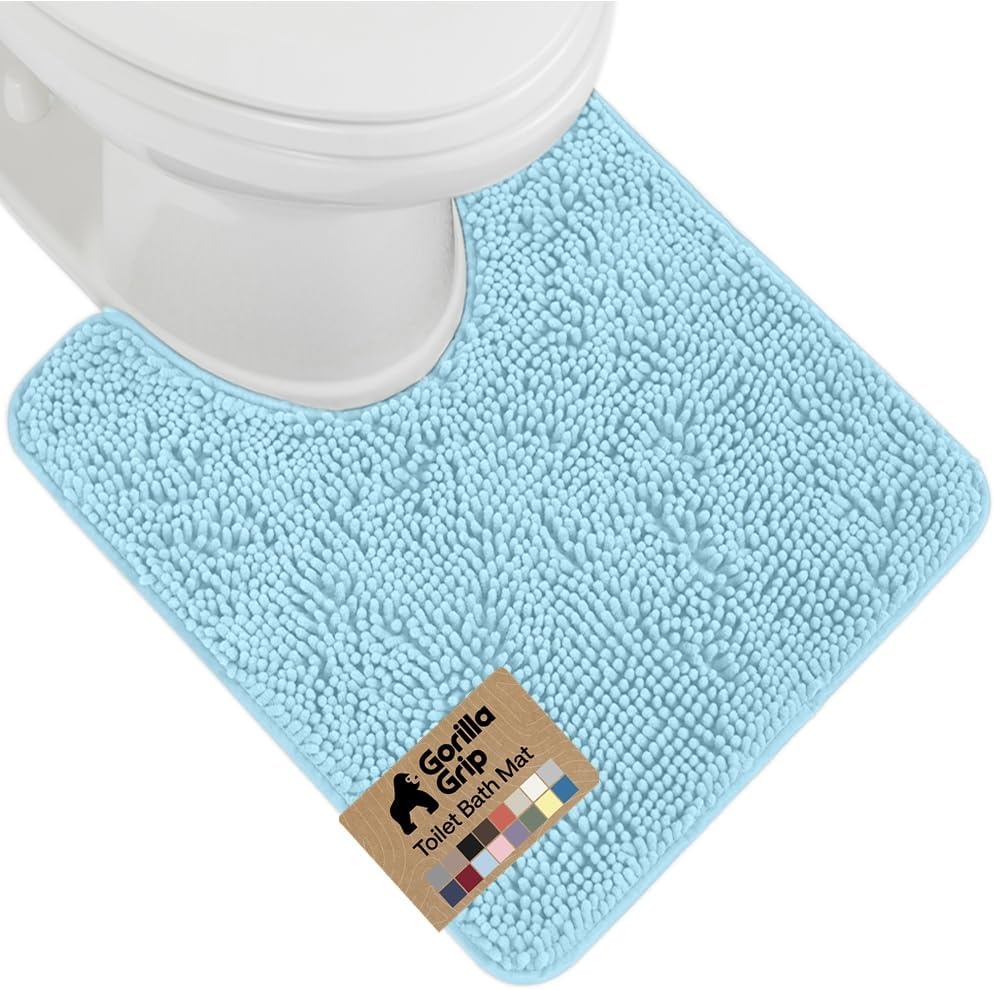 image:imageGORILLA GRIP Bath Rug Mat Thick Soft Absorbent Chenille Quick Dry Microfiber Mats Rubber Backing Machine Washable Shower Floor Rugs Bathroom Bathmat Home Decor Accessories 24x17 GreySky