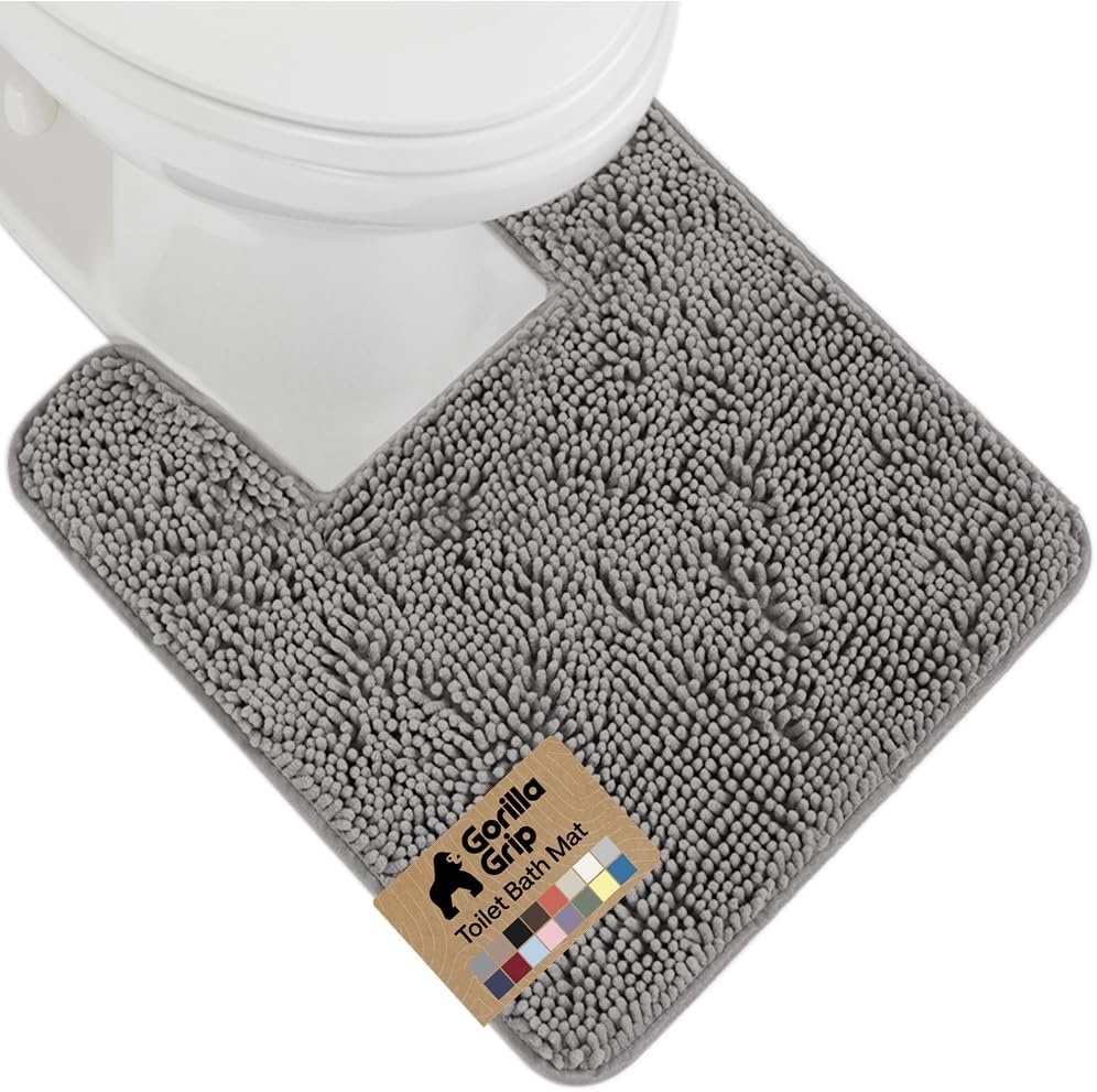 image:imageGORILLA GRIP Bath Rug Mat Thick Soft Absorbent Chenille Quick Dry Microfiber Mats Rubber Backing Machine Washable Shower Floor Rugs Bathroom Bathmat Home Decor Accessories 24x17 GreyGrey