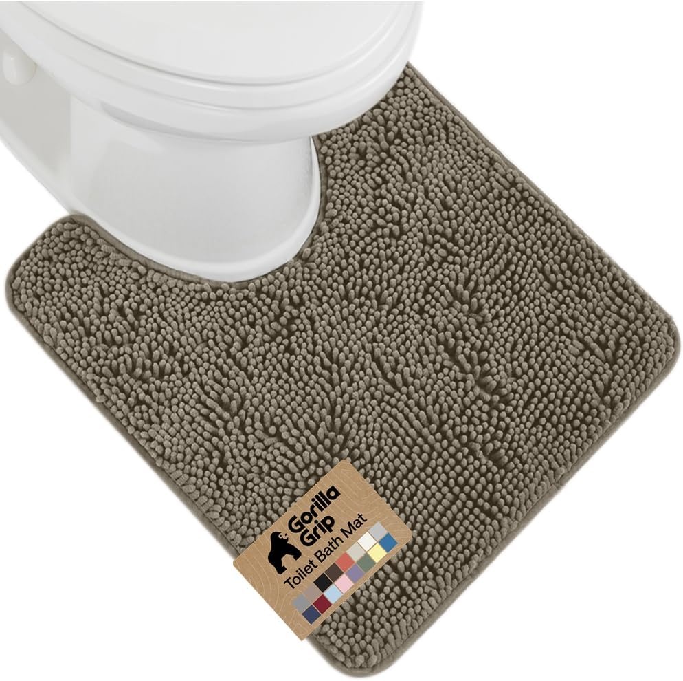 image:imageGORILLA GRIP Bath Rug Mat Thick Soft Absorbent Chenille Quick Dry Microfiber Mats Rubber Backing Machine Washable Shower Floor Rugs Bathroom Bathmat Home Decor Accessories 24x17 GreyLatte