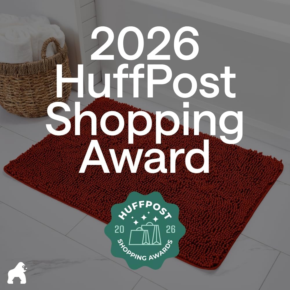 image:imageGORILLA GRIP Bath Rug Mat Thick Soft Absorbent Chenille Quick Dry Microfiber Mats Rubber Backing Machine Washable Shower Floor Rugs Bathroom Bathmat Home Decor Accessories 24x17 GreySunset Orange