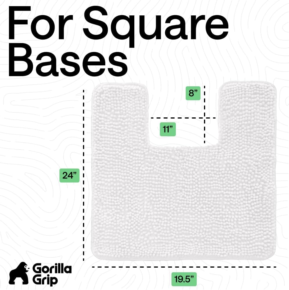 image:imageGORILLA GRIP Bath Rug Mat Thick Soft Absorbent Chenille Quick Dry Microfiber Mats Rubber Backing Machine Washable Shower Floor Rugs Bathroom Bathmat Home Decor Accessories 24x17 GreyWhite