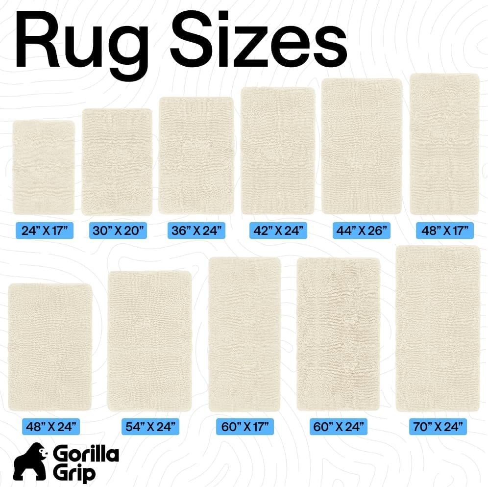 image:imageGORILLA GRIP Bath Rug Mat Thick Soft Absorbent Chenille Quick Dry Microfiber Mats Rubber Backing Machine Washable Shower Floor Rugs Bathroom Bathmat Home Decor Accessories 24x17 GreyIvory