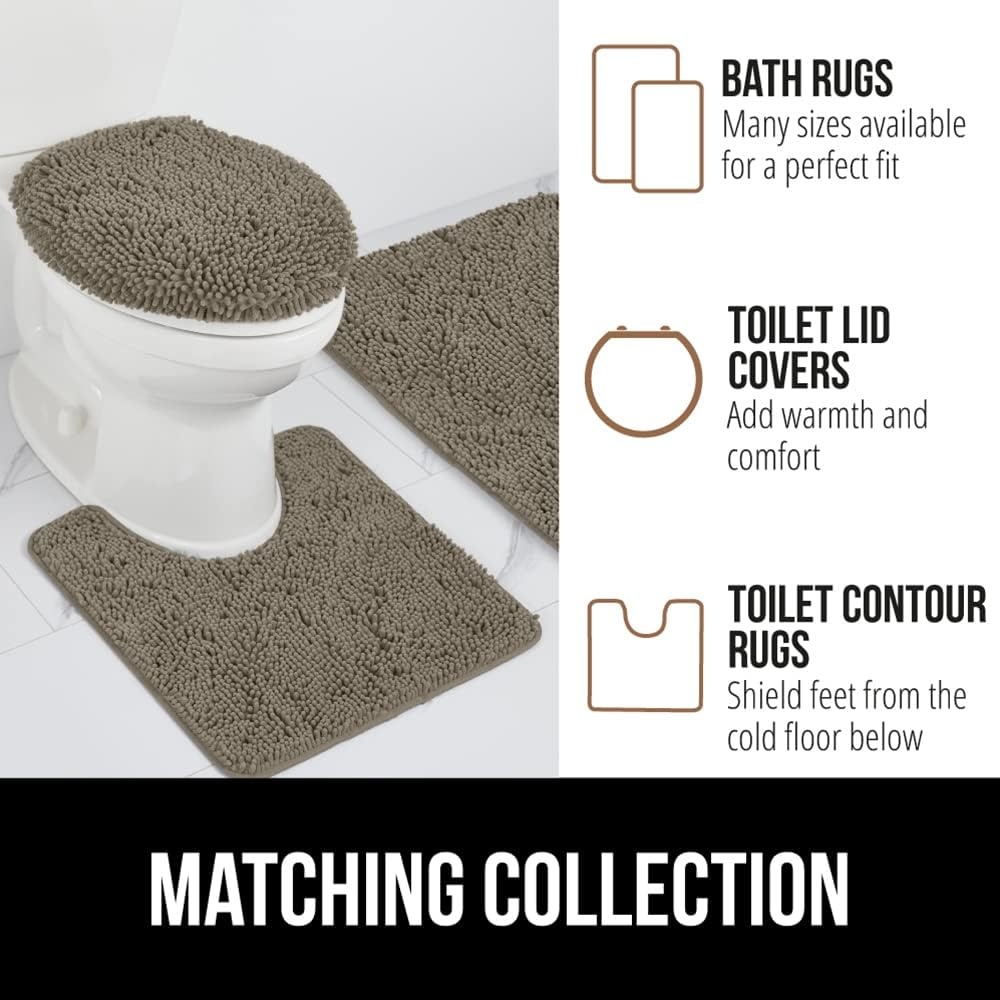 image:imageGORILLA GRIP Bath Rug Mat Thick Soft Absorbent Chenille Quick Dry Microfiber Mats Rubber Backing Machine Washable Shower Floor Rugs Bathroom Bathmat Home Decor Accessories 24x17 GreyLatte