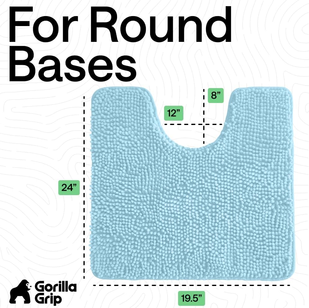 image:imageGORILLA GRIP Bath Rug Mat Thick Soft Absorbent Chenille Quick Dry Microfiber Mats Rubber Backing Machine Washable Shower Floor Rugs Bathroom Bathmat Home Decor Accessories 24x17 GreySky