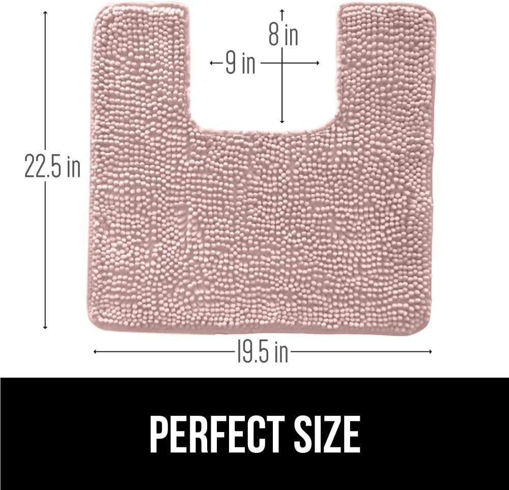 image:imageGORILLA GRIP Bath Rug Mat Thick Soft Absorbent Chenille Quick Dry Microfiber Mats Rubber Backing Machine Washable Shower Floor Rugs Bathroom Bathmat Home Decor Accessories 24x17 GreyDusty Rose