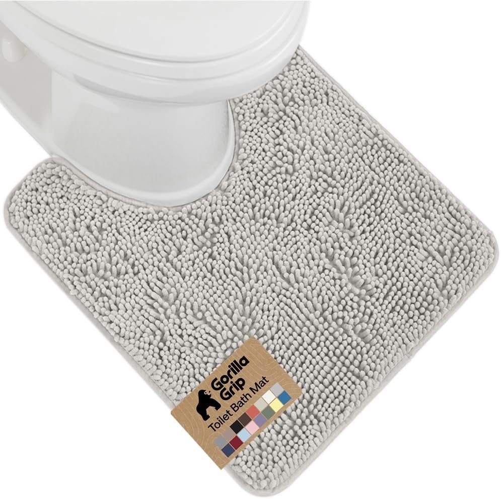 image:imageGORILLA GRIP Bath Rug Mat Thick Soft Absorbent Chenille Quick Dry Microfiber Mats Rubber Backing Machine Washable Shower Floor Rugs Bathroom Bathmat Home Decor Accessories 24x17 GreyLight Gray