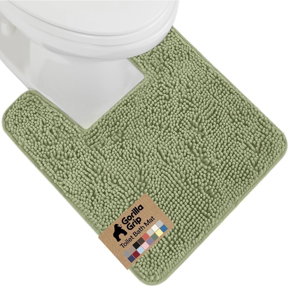 image:imageGORILLA GRIP Bath Rug Mat Thick Soft Absorbent Chenille Quick Dry Microfiber Mats Rubber Backing Machine Washable Shower Floor Rugs Bathroom Bathmat Home Decor Accessories 24x17 GreySage