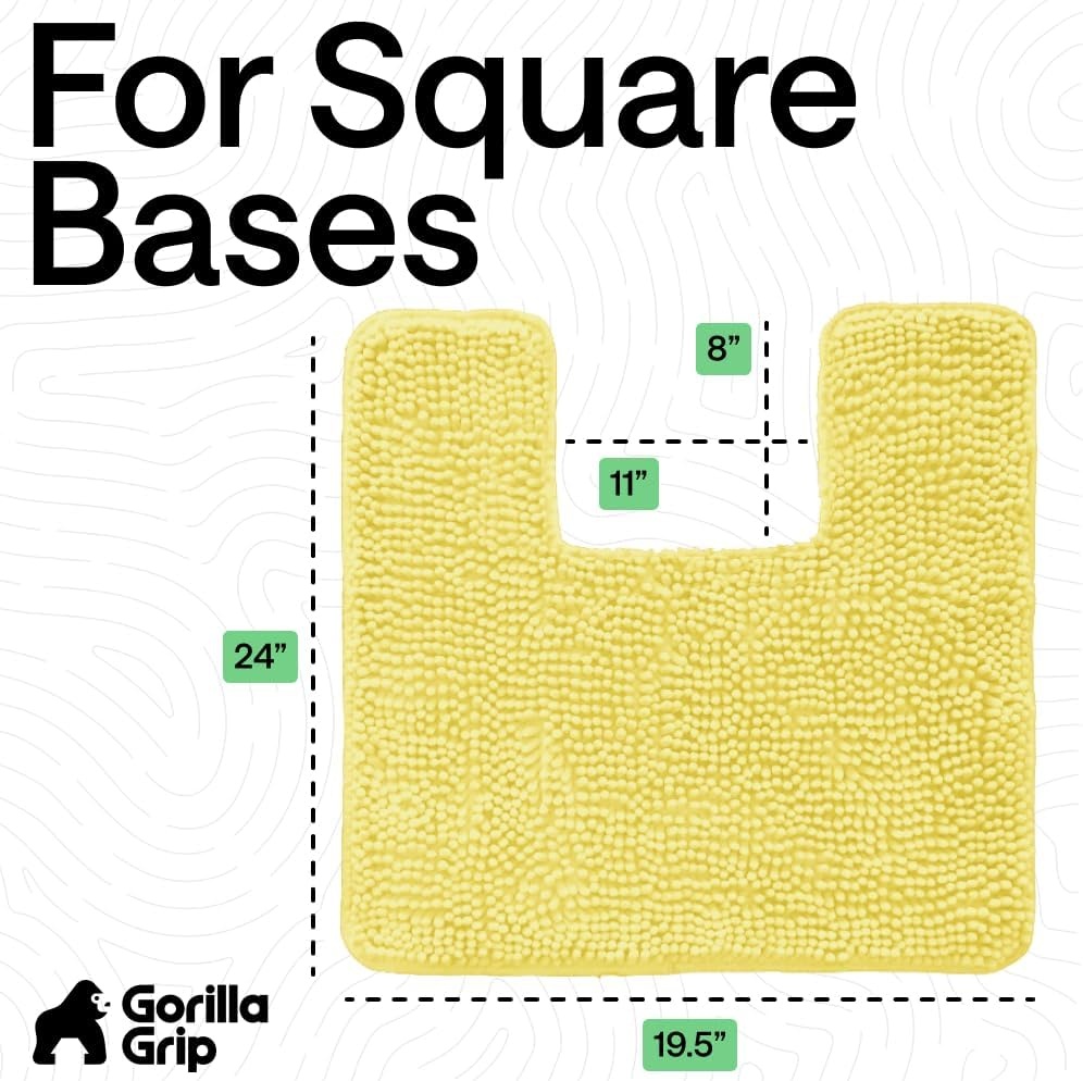 image:imageGORILLA GRIP Bath Rug Mat Thick Soft Absorbent Chenille Quick Dry Microfiber Mats Rubber Backing Machine Washable Shower Floor Rugs Bathroom Bathmat Home Decor Accessories 24x17 GreyYellow