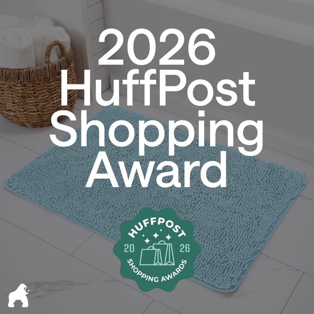 image:imageGORILLA GRIP Bath Rug Mat Thick Soft Absorbent Chenille Quick Dry Microfiber Mats Rubber Backing Machine Washable Shower Floor Rugs Bathroom Bathmat Home Decor Accessories 24x17 GreySky
