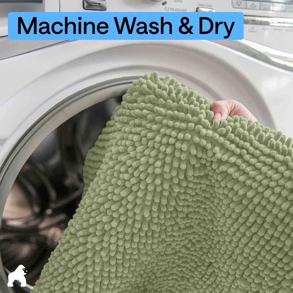 image:imageGORILLA GRIP Bath Rug Mat Thick Soft Absorbent Chenille Quick Dry Microfiber Mats Rubber Backing Machine Washable Shower Floor Rugs Bathroom Bathmat Home Decor Accessories 24x17 GreySage