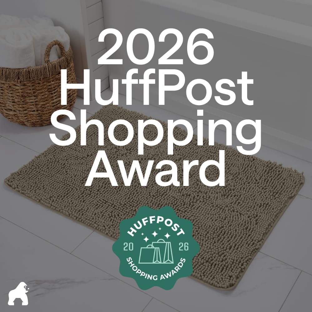 image:imageGORILLA GRIP Bath Rug Mat Thick Soft Absorbent Chenille Quick Dry Microfiber Mats Rubber Backing Machine Washable Shower Floor Rugs Bathroom Bathmat Home Decor Accessories 24x17 GreyGray Beige