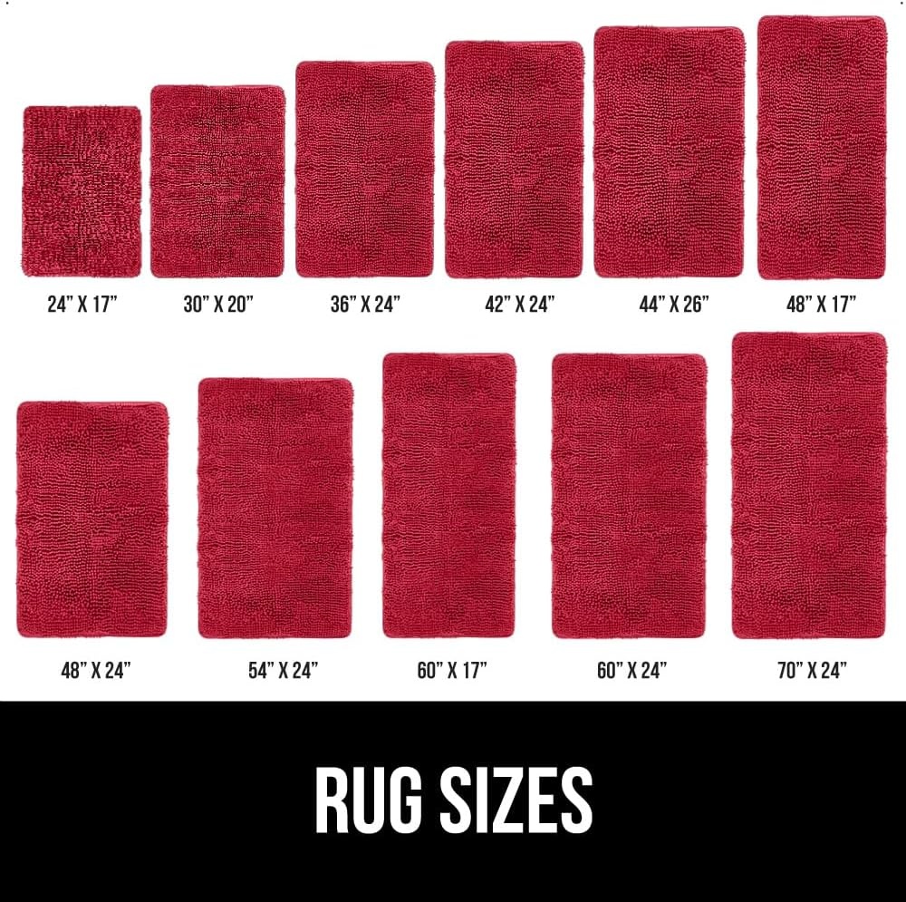 image:imageGORILLA GRIP Bath Rug Mat Thick Soft Absorbent Chenille Quick Dry Microfiber Mats Rubber Backing Machine Washable Shower Floor Rugs Bathroom Bathmat Home Decor Accessories 24x17 GreyRed