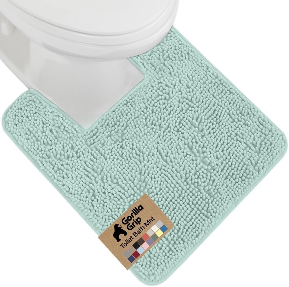 image:imageGORILLA GRIP Bath Rug Mat Thick Soft Absorbent Chenille Quick Dry Microfiber Mats Rubber Backing Machine Washable Shower Floor Rugs Bathroom Bathmat Home Decor Accessories 24x17 GreySeablue