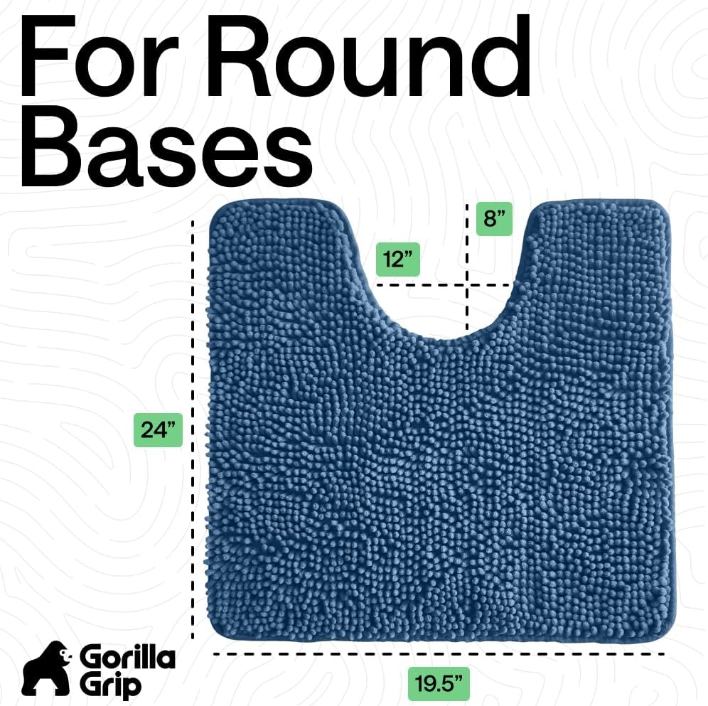 image:imageGORILLA GRIP Bath Rug Mat Thick Soft Absorbent Chenille Quick Dry Microfiber Mats Rubber Backing Machine Washable Shower Floor Rugs Bathroom Bathmat Home Decor Accessories 24x17 GreyBlue