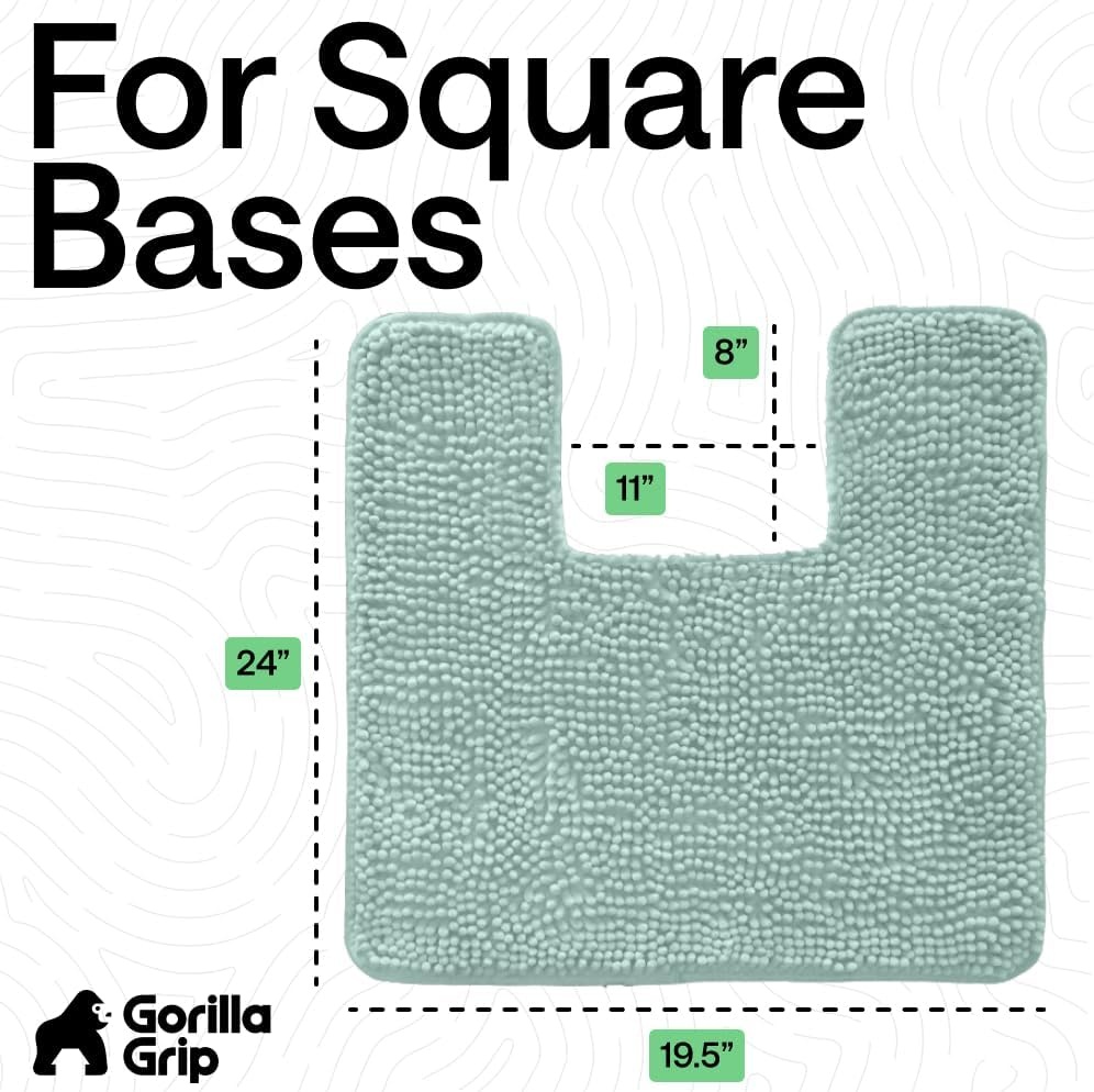 image:imageGORILLA GRIP Bath Rug Mat Thick Soft Absorbent Chenille Quick Dry Microfiber Mats Rubber Backing Machine Washable Shower Floor Rugs Bathroom Bathmat Home Decor Accessories 24x17 GreySeablue