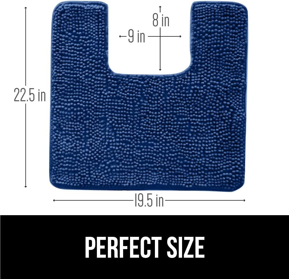 image:imageGORILLA GRIP Bath Rug Mat Thick Soft Absorbent Chenille Quick Dry Microfiber Mats Rubber Backing Machine Washable Shower Floor Rugs Bathroom Bathmat Home Decor Accessories 24x17 GreyRoyal Blue