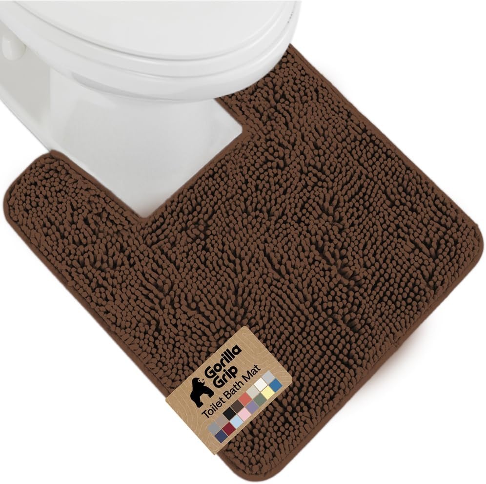 image:imageGORILLA GRIP Bath Rug Mat Thick Soft Absorbent Chenille Quick Dry Microfiber Mats Rubber Backing Machine Washable Shower Floor Rugs Bathroom Bathmat Home Decor Accessories 24x17 GreyBrown