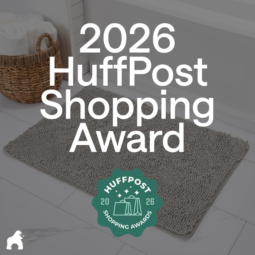 image:imageGORILLA GRIP Bath Rug Mat Thick Soft Absorbent Chenille Quick Dry Microfiber Mats Rubber Backing Machine Washable Shower Floor Rugs Bathroom Bathmat Home Decor Accessories 24x17 GreyLight Gray